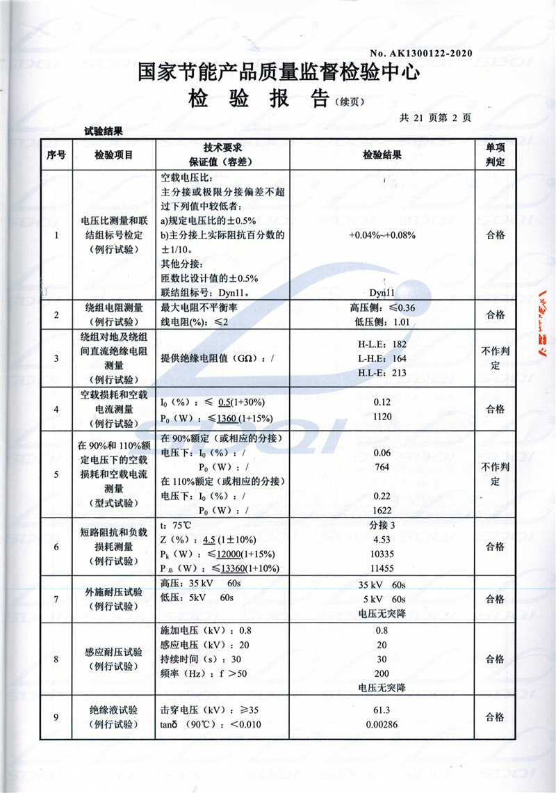 高低压试验报告-S11-1250新龙新龙新龙油浸式变压器-2.jpg